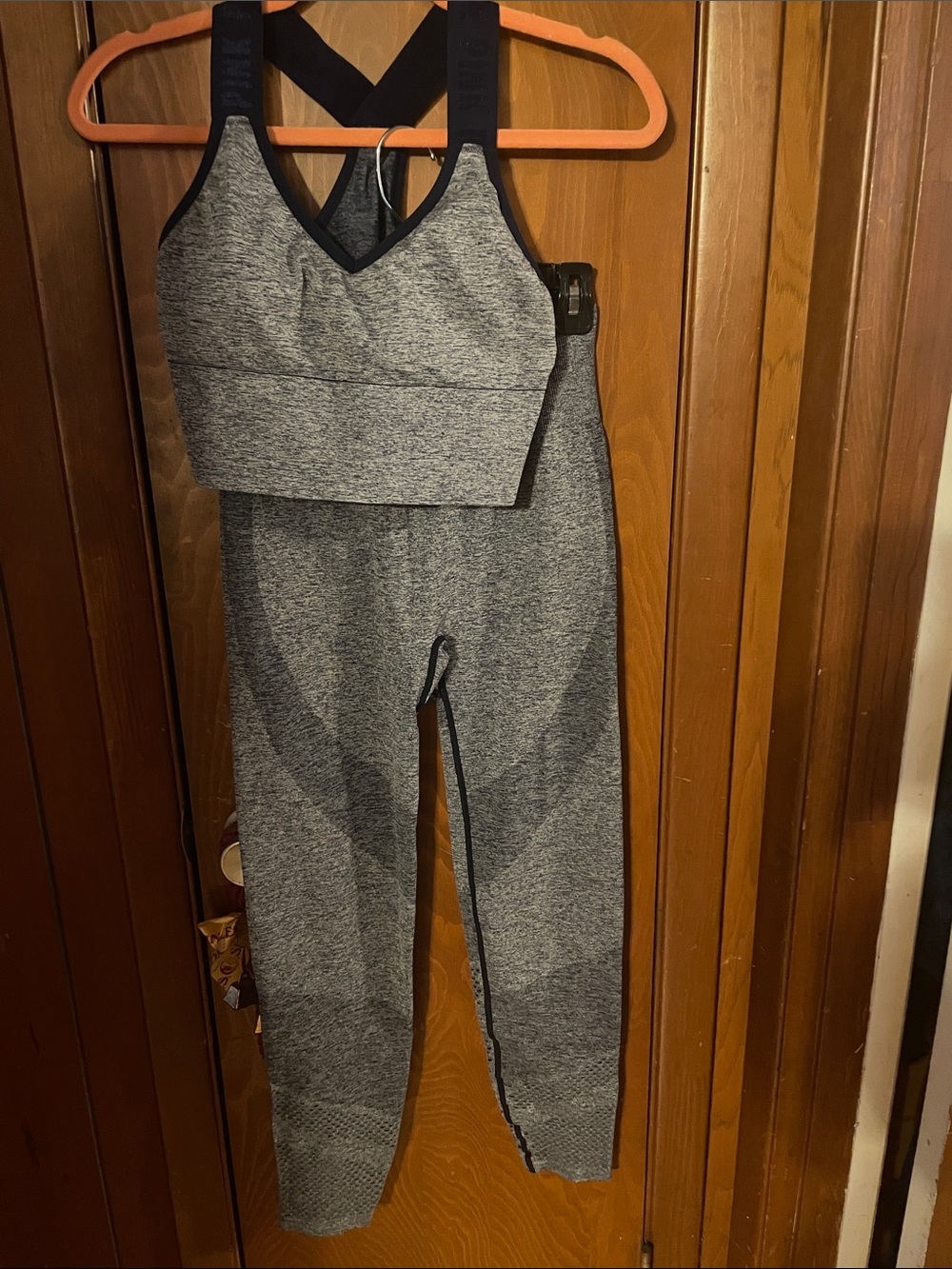 PINK Victoria's Secret Heathered Gray and Navy Sports Bra